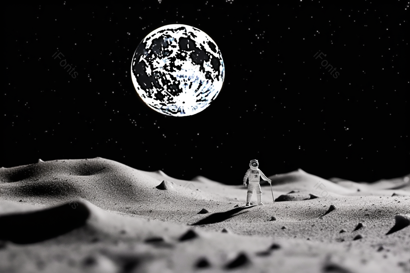 站在科技感月球前的宇航员创意背景图,高清,摄影图,摄影图片,图片大全,摄影图免费下载